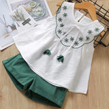 Bear Leader Girls Clothing Sets 2019 Summer Kids Clothes Floral Chiffon Halter+Embroidered Shorts Straw Children Clothing
