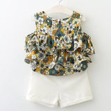 Bear Leader Girls Clothing Sets 2019 Summer Kids Clothes Floral Chiffon Halter+Embroidered Shorts Straw Children Clothing