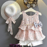 Bear Leader Girls Clothing Sets 2019 Summer Kids Clothes Floral Chiffon Halter+Embroidered Shorts Straw Children Clothing