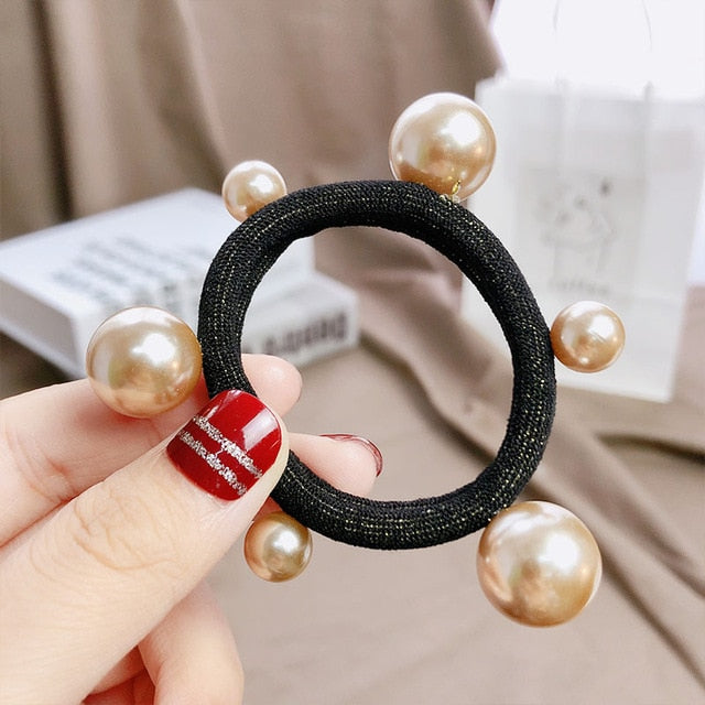 Girls Sweet Pearl Elastic Hair Bands Princess Ponytail Holder Gum For Hair Scrunchies Headband Rubber Band Kids Hair Accessories