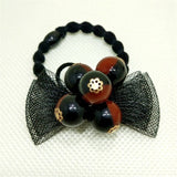 1PCS Lovely Clover Gray Ball Elastic Hair Bands Toys For Girls Handmade Bow Headband Scrunchy Kids Hair Accessories For Womens