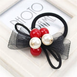 1PCS Lovely Clover Gray Ball Elastic Hair Bands Toys For Girls Handmade Bow Headband Scrunchy Kids Hair Accessories For Womens