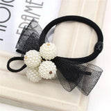 1PCS Lovely Clover Gray Ball Elastic Hair Bands Toys For Girls Handmade Bow Headband Scrunchy Kids Hair Accessories For Womens