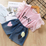 Kids Girls Clothing Sets Summer New Style Brand  Baby Girls Clothes short Sleeve T-Shirt+Pant Dress 2Pcs Children Clothes Suits