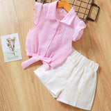 Menoea Girls Suits 2019 Summer Style Kids Beautiful Floral Flower Sleeve Children O-neck Clothing Shorts Suit 2Pcs Clothes