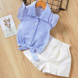 Menoea Girls Suits 2019 Summer Style Kids Beautiful Floral Flower Sleeve Children O-neck Clothing Shorts Suit 2Pcs Clothes