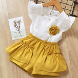 Menoea Girls Suits 2019 Summer Style Kids Beautiful Floral Flower Sleeve Children O-neck Clothing Shorts Suit 2Pcs Clothes