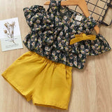 Menoea Girls Suits 2019 Summer Style Kids Beautiful Floral Flower Sleeve Children O-neck Clothing Shorts Suit 2Pcs Clothes