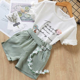 Menoea Girls Suits 2019 Summer Style Kids Beautiful Floral Flower Sleeve Children O-neck Clothing Shorts Suit 2Pcs Clothes