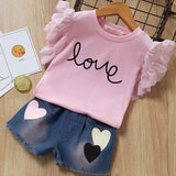 Menoea Girls Suits 2019 Summer Style Kids Beautiful Floral Flower Sleeve Children O-neck Clothing Shorts Suit 2Pcs Clothes