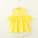 Menoea Girls Suits 2019 Summer Style Kids Beautiful Floral Flower Sleeve Children O-neck Clothing Shorts Suit 2Pcs Clothes