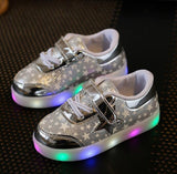 HH Children shoes with light Fashion baby glowing sneakers boys little girls shoes wings canvas flats spring kids light up shoes