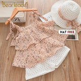 Bear Leader Girls Clothing Sets 2019 Summer Kids Clothes Floral Chiffon Halter+Embroidered Shorts Straw Children Clothing