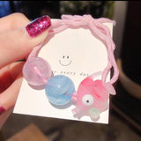 1PCS Lovely Clover Gray Ball Elastic Hair Bands Toys For Girls Handmade Bow Headband Scrunchy Kids Hair Accessories For Womens