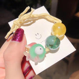1PCS Lovely Clover Gray Ball Elastic Hair Bands Toys For Girls Handmade Bow Headband Scrunchy Kids Hair Accessories For Womens