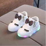 New Brand Child Luminous Sneakers Princess Kids LED Flashing Boot Girls Casual Shoes with Lights size 21~30