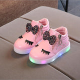 New Brand Child Luminous Sneakers Princess Kids LED Flashing Boot Girls Casual Shoes with Lights size 21~30