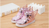 HH Children shoes with light Fashion baby glowing sneakers boys little girls shoes wings canvas flats spring kids light up shoes