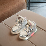 Fashion New Spring Autumn Children Glowing Sneakers Kids Shoes Chaussure Enfant Hello Kitty Girls Shoes With LED Light 21-30