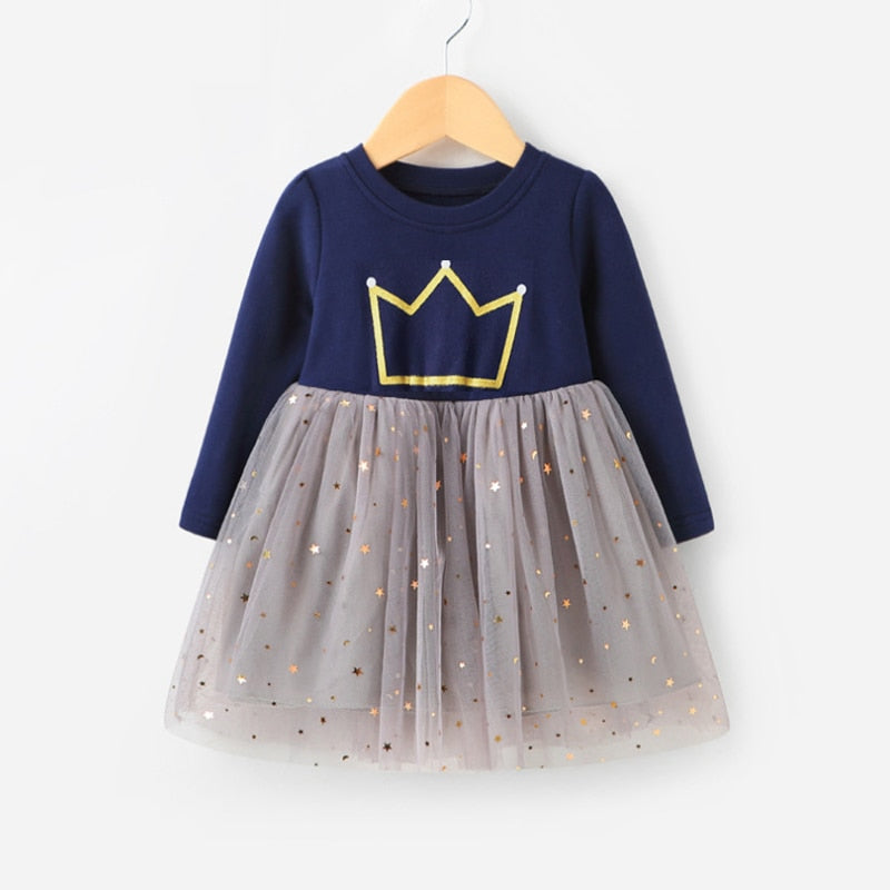 2018 Spring Girl Dress Full Print Girls Clothing Long Sleeve Princess Dress For Girls Kids Costume Dress Outwear 2-8year