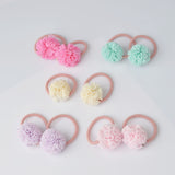 2 pieces Cute Little Girls' Pompom Hair Ties Ball Elastic Hair Band for kids Hair Ropes Hair Accessories AS0179