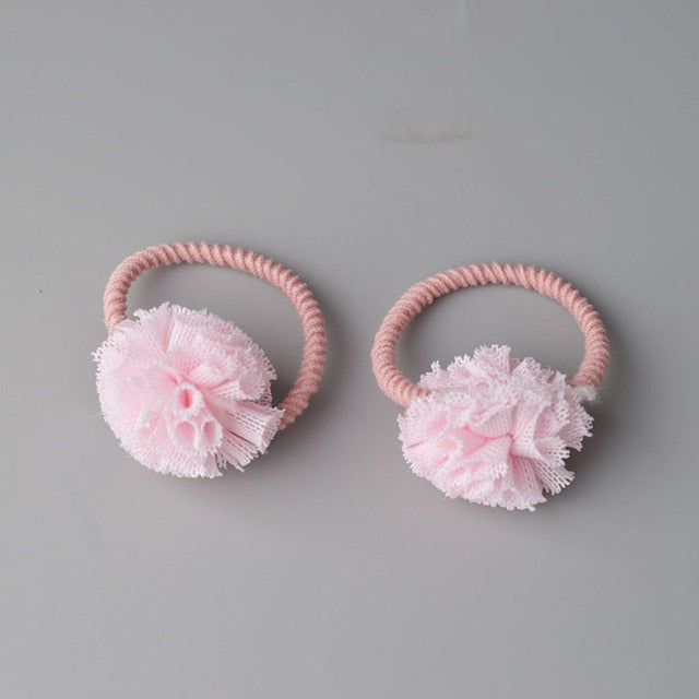 2 pieces Cute Little Girls' Pompom Hair Ties Ball Elastic Hair Band for kids Hair Ropes Hair Accessories AS0179