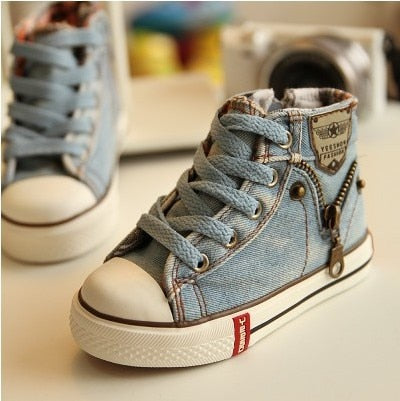 2019 Canvas Children Shoes Sport Breathable Boys Sneakers Brand Kids Shoes for Girls Jeans Denim Casual Child Flat Boots 25-37
