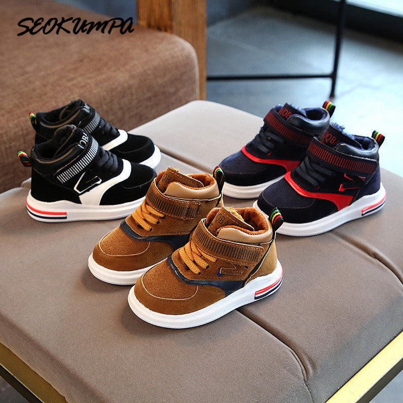 New winter Baby Girls Boys Cotton shoes Light Casual Shoes Infant Soft Bottom PU Sport Shoes Children Kids Outdoor Sneaker