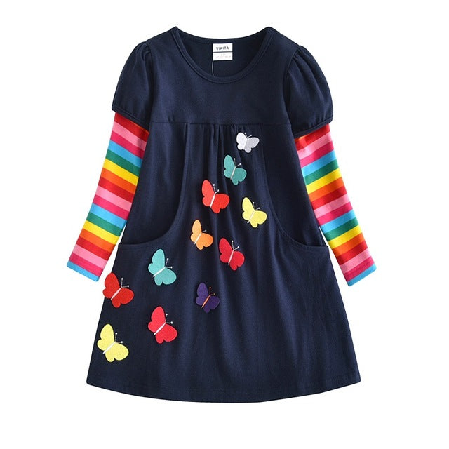 DXTON 2018 New Girls Dresses Long Sleeve Baby Girls Winter Dresses Kids Cotton Clothing Casual Dresses for 2-8 Years Children