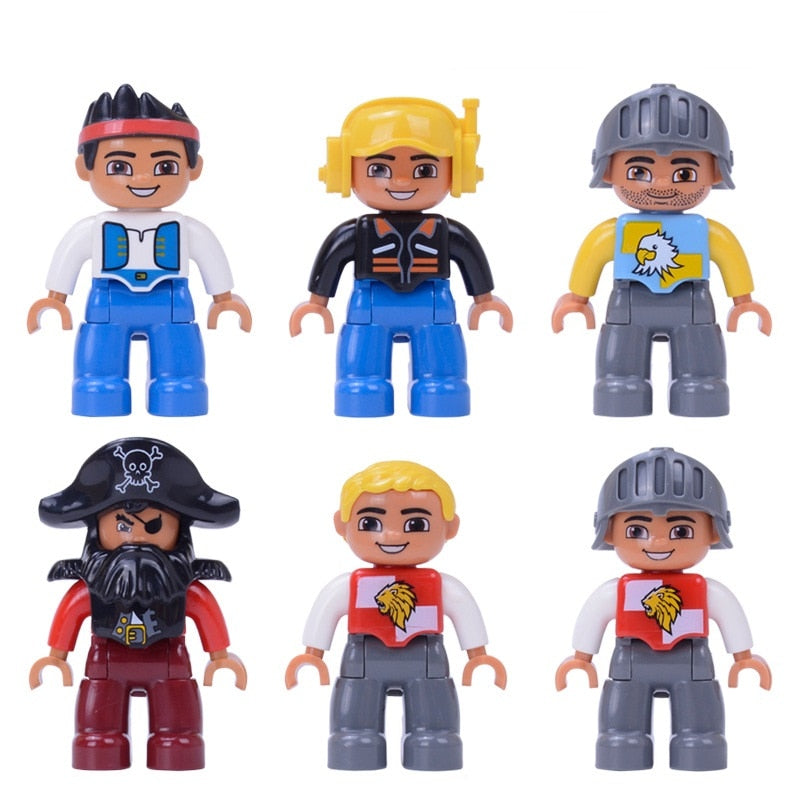 Single Sale Big Size Pirate soldier Pilot Building Blocks Character Compatible With Legoingly Duplo Figures Toys For Baby Kids