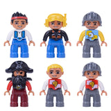 Single Sale Big Size Pirate soldier Pilot Building Blocks Character Compatible With Legoingly Duplo Figures Toys For Baby Kids