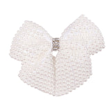 White Pearl Hair Bows With Hair Clips For Girls Kids Boutique Layers Bling Rhinestone Center Bows Hairpins Hair Accessories