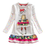 DXTON 2018 New Girls Dresses Long Sleeve Baby Girls Winter Dresses Kids Cotton Clothing Casual Dresses for 2-8 Years Children