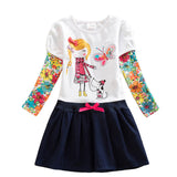 DXTON 2018 New Girls Dresses Long Sleeve Baby Girls Winter Dresses Kids Cotton Clothing Casual Dresses for 2-8 Years Children