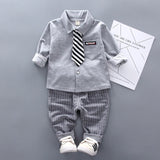 2019 New Spring Baby Boys Clothing Formal Infant Gentleman Tie Shirt Pants 2Pcs/Sets Kids Clothess Cotton Children Leisure Suits