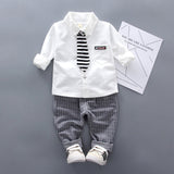 2019 New Spring Baby Boys Clothing Formal Infant Gentleman Tie Shirt Pants 2Pcs/Sets Kids Clothess Cotton Children Leisure Suits