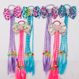 Xugar Hair Accessories Hair Bows Hair Bands for Girls Mermaid Bowknot Scrunchie for Hair Tie Kids Colorful Long Braid Headband