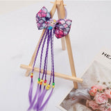 Xugar Hair Accessories Hair Bows Hair Bands for Girls Mermaid Bowknot Scrunchie for Hair Tie Kids Colorful Long Braid Headband
