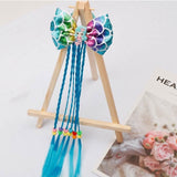 Xugar Hair Accessories Hair Bows Hair Bands for Girls Mermaid Bowknot Scrunchie for Hair Tie Kids Colorful Long Braid Headband