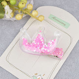 New transparent PU with colorful Sequin Star Kids hair clips kids stars lovely crown hairpin girls hair accessories