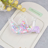 New transparent PU with colorful Sequin Star Kids hair clips kids stars lovely crown hairpin girls hair accessories