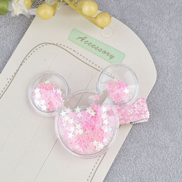 New transparent PU with colorful Sequin Star Kids hair clips kids stars lovely crown hairpin girls hair accessories
