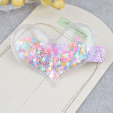 New transparent PU with colorful Sequin Star Kids hair clips kids stars lovely crown hairpin girls hair accessories